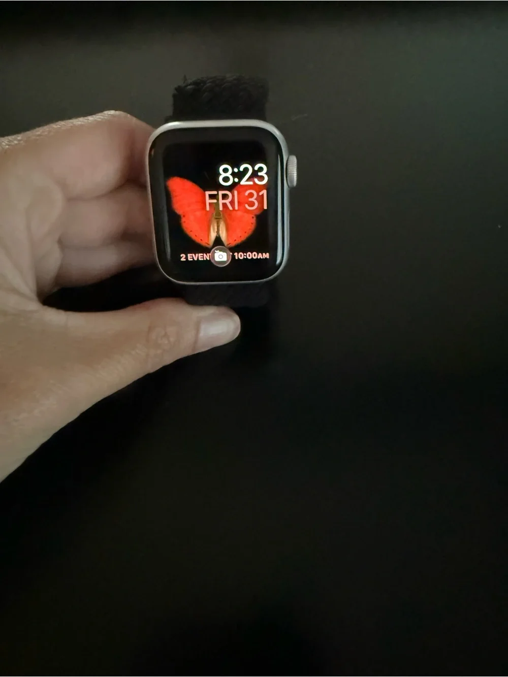 Apple Watch with Black Case and Black Braided Band
